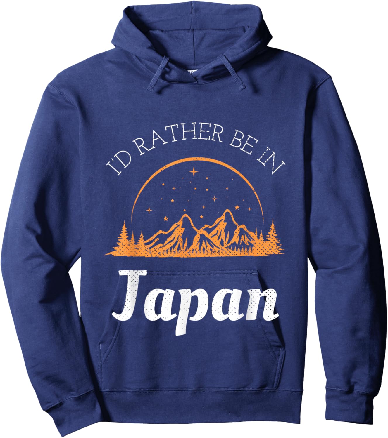 Retro & Vintage I'd Rather Be In Japan Black Vintage Casual -Adults Hoodie - Hoodie | Navy