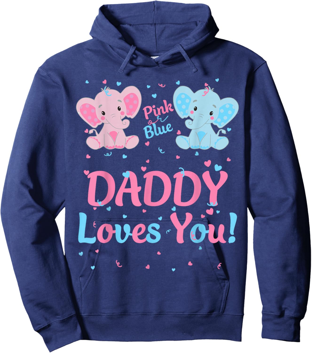 Daddy Gender Reveal Elephant Pink or Blue Matching Family Hoodie - Hoodie | Navy