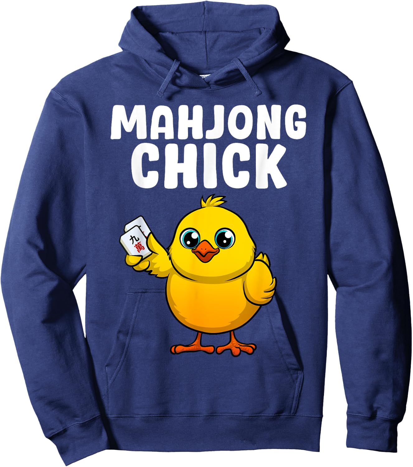 Funny Mahjong Chick Design Girls Mahjong Player Hoodie - Hoodie | Navy