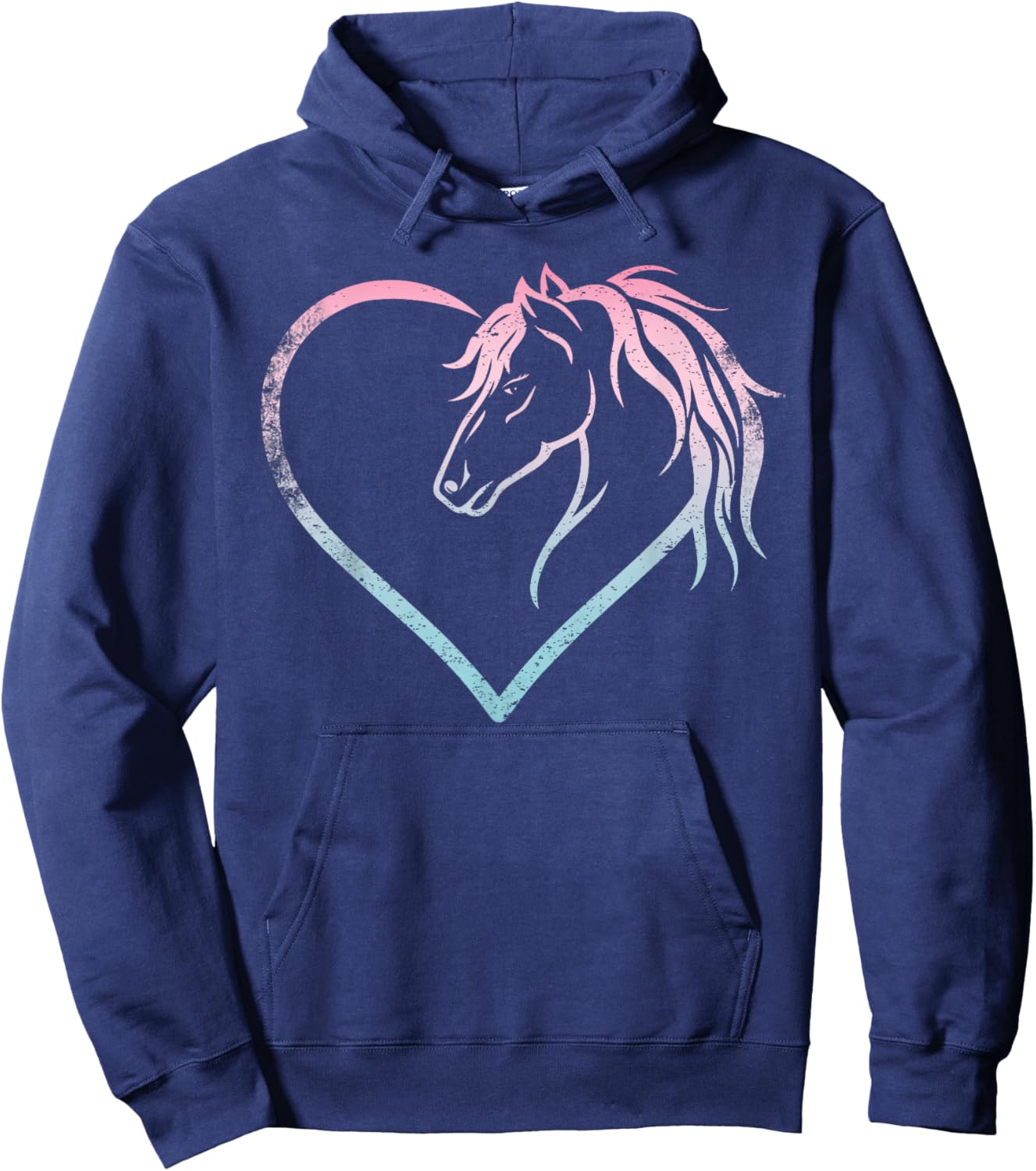 Heart With Horse Head For Horseback Riding Horse Hoodie - Hoodie | Navy