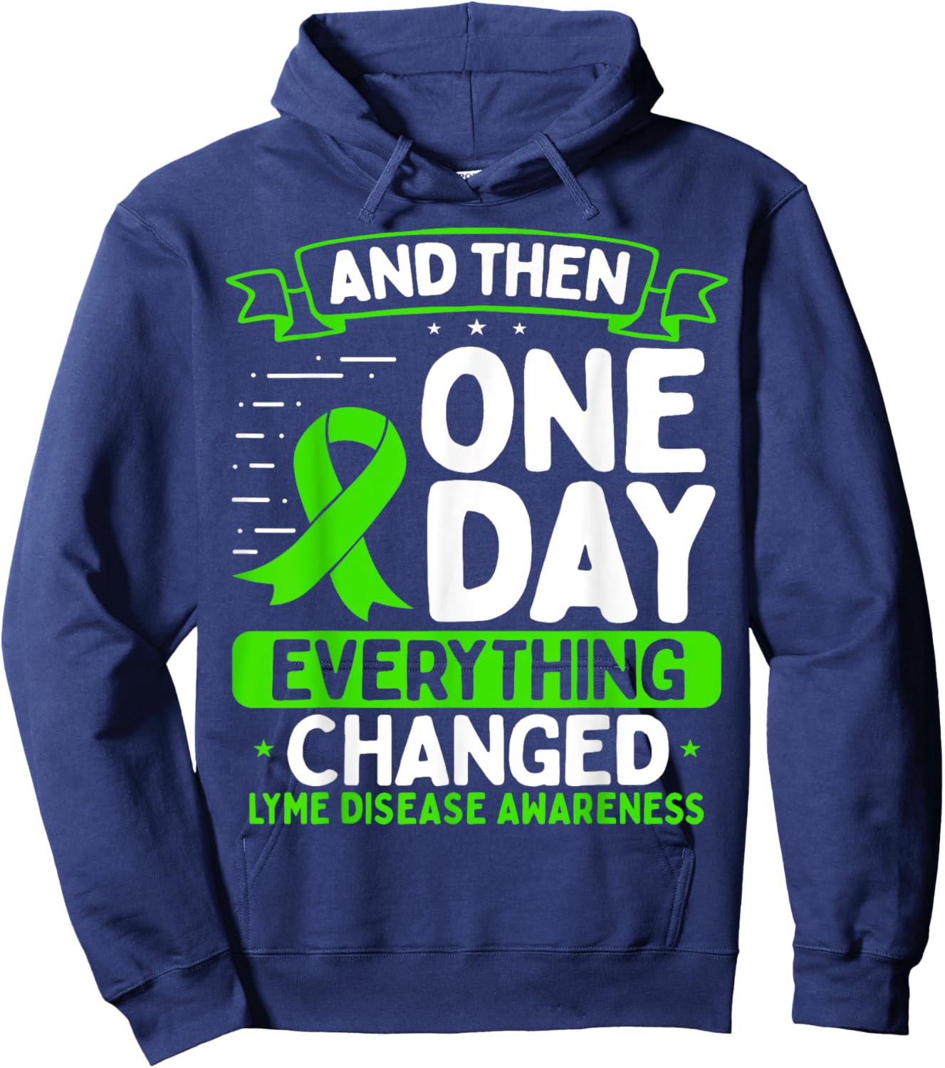 Lyme Disease Awareness Movement Warrior Survivor Ribbon Hoodie - Hoodie | Navy