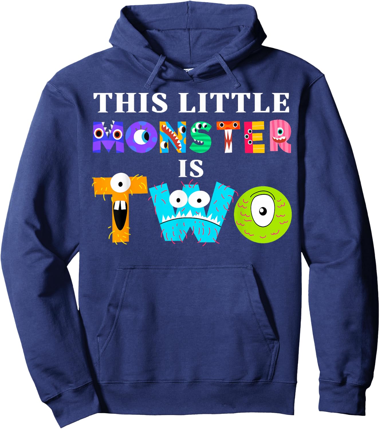 This Little Monster is Two 2nd Birthday Party Family Monster Hoodie - Hoodie | Navy