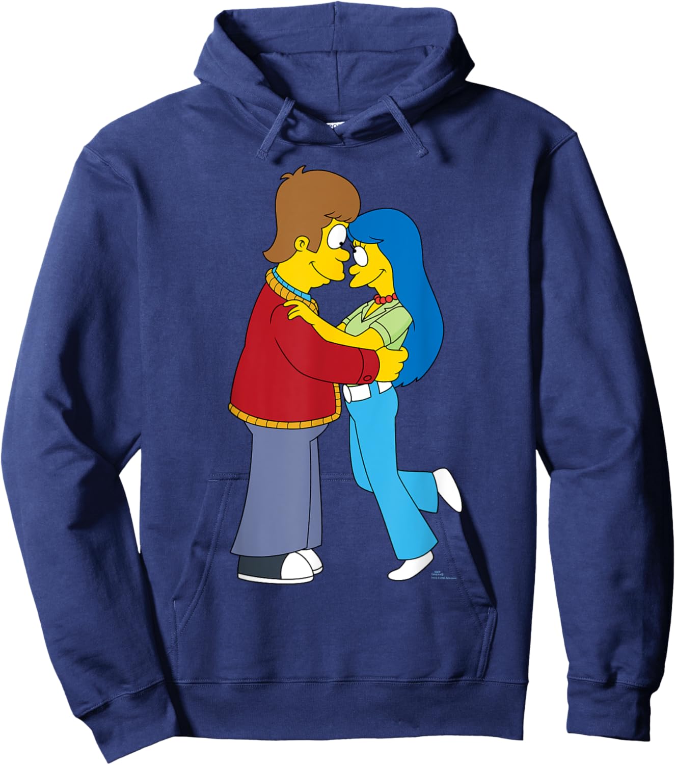 The Simpsons Flashback Homer & Marge Valentine’s Day Couple Hoodie - Hoodie | Navy