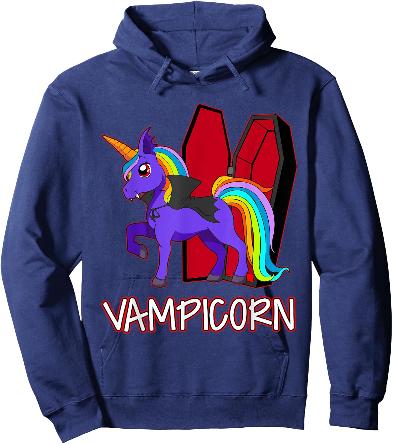 Unicorn Vampire Vampicorn Cute Women Halloween Party Hoodie - Hoodie | Navy