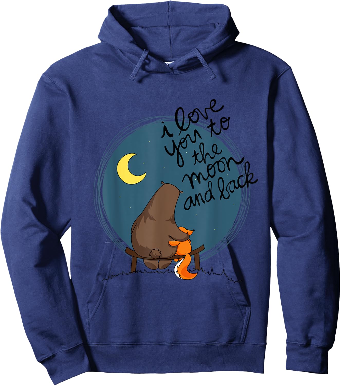 Cute I Love You To The Moon And Back Bear & Squirrel T Shirt Hoodie - Hoodie | Navy
