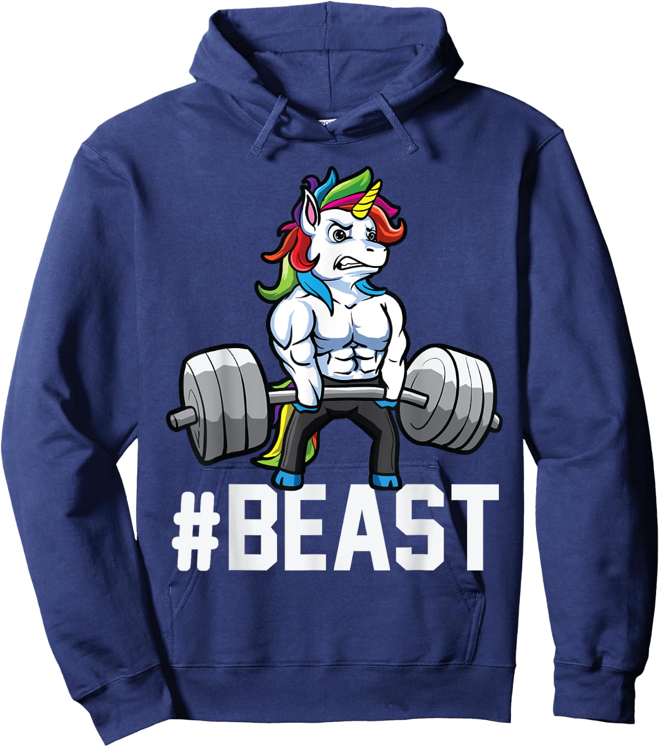 Unicorn Deadlift Beast Weightlifting Graphic Getting Strong Hoodie - Hoodie | Navy