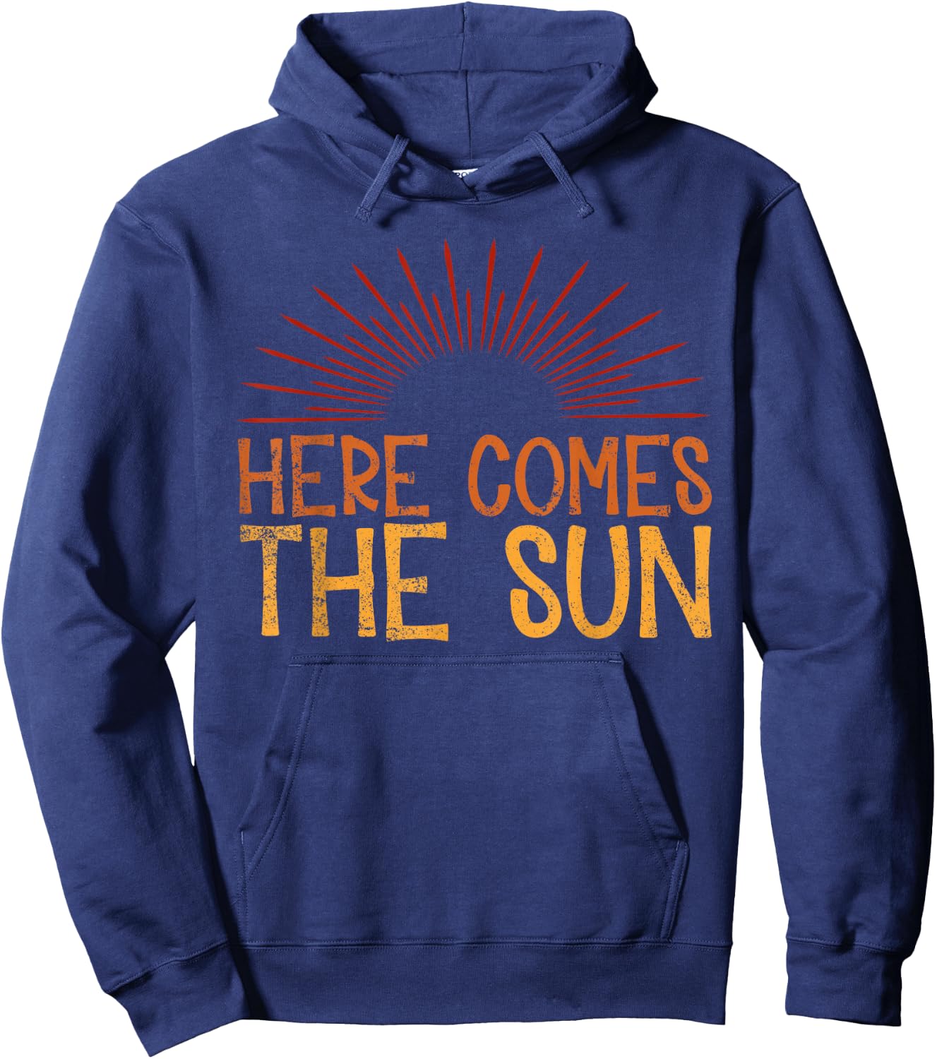 Here Comes The Sun Vintage Retro Beach Summer Vacation Hoodie - Hoodie | Navy