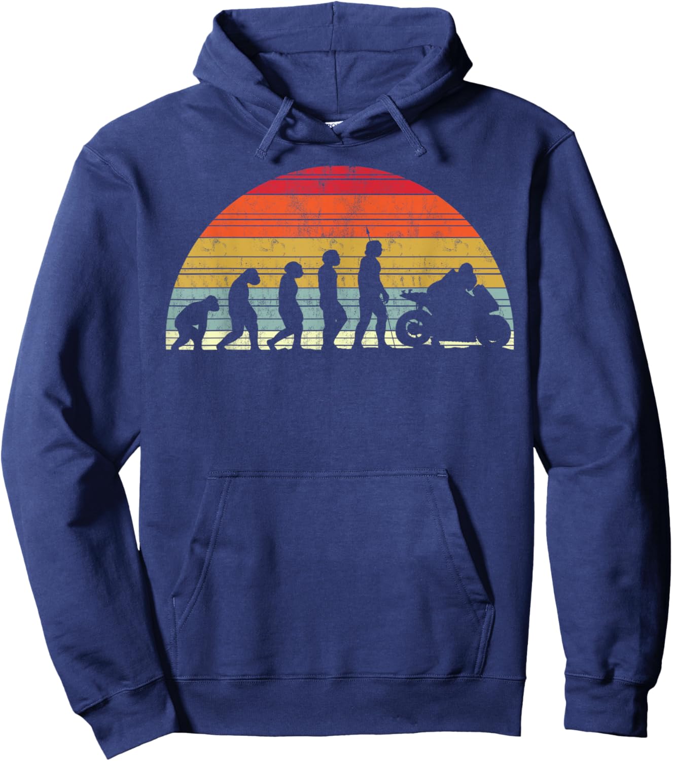 Biker Evolution - Evolution Of Man Motorcycle Motorsport Hoodie - Hoodie | Navy