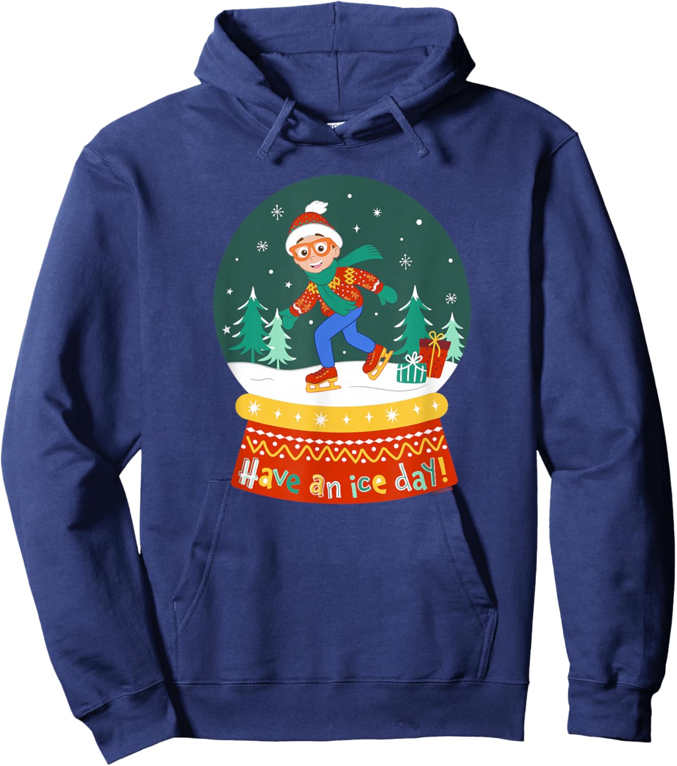Blippi Christmas Skating Snow Globe Hoodie - Hoodie | Navy