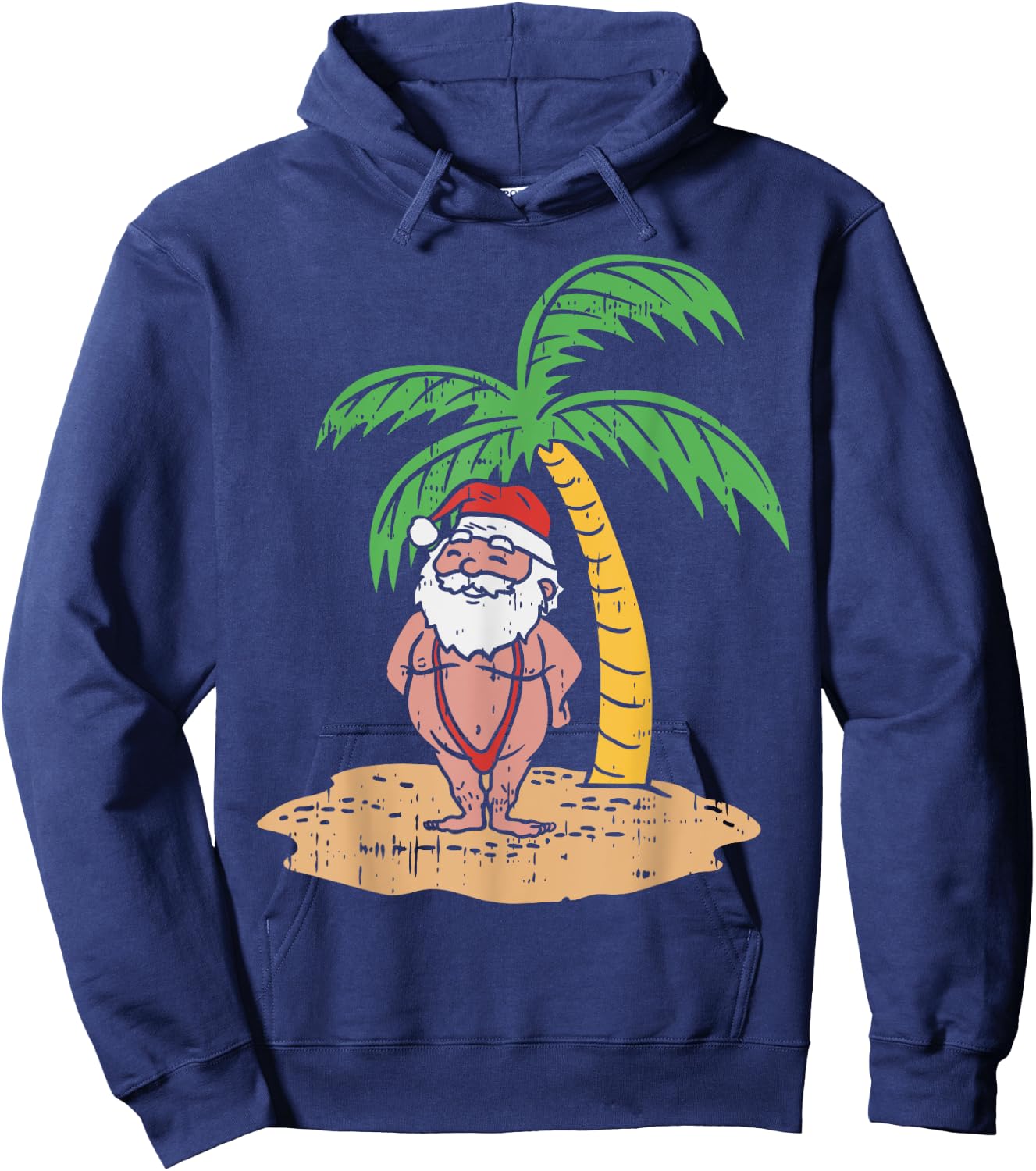 Santa Summer Swimsuit Funny Christmas In July Beach Gift Hoodie - Hoodie | Navy