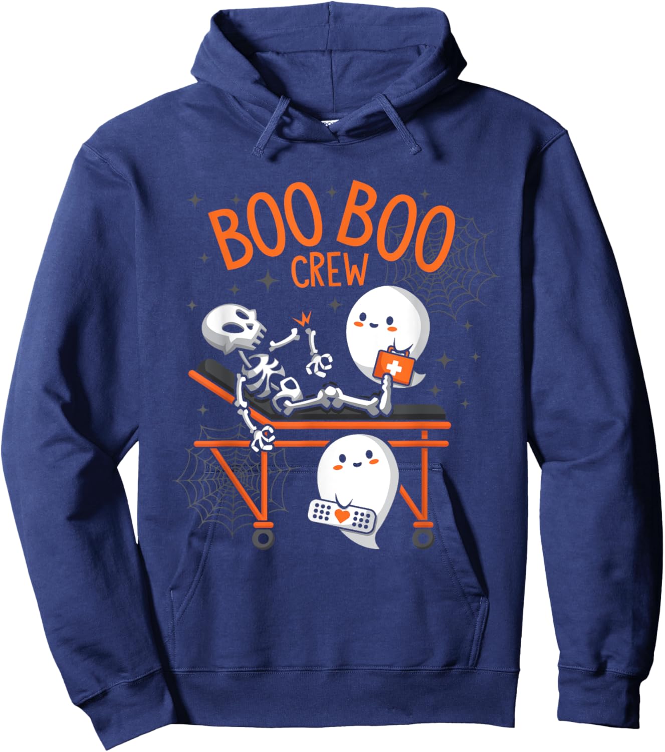 Boo Boo Crew Ghost Doctor Paramedic EMT Nurse Halloween Hoodie - Hoodie | Navy