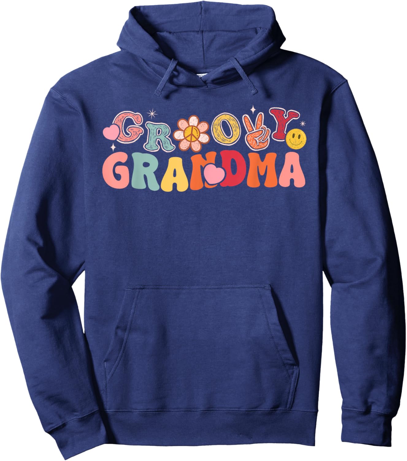 Retro Groovy Grandma Hippie Matching Family Birthday Party Hoodie - Hoodie | Navy
