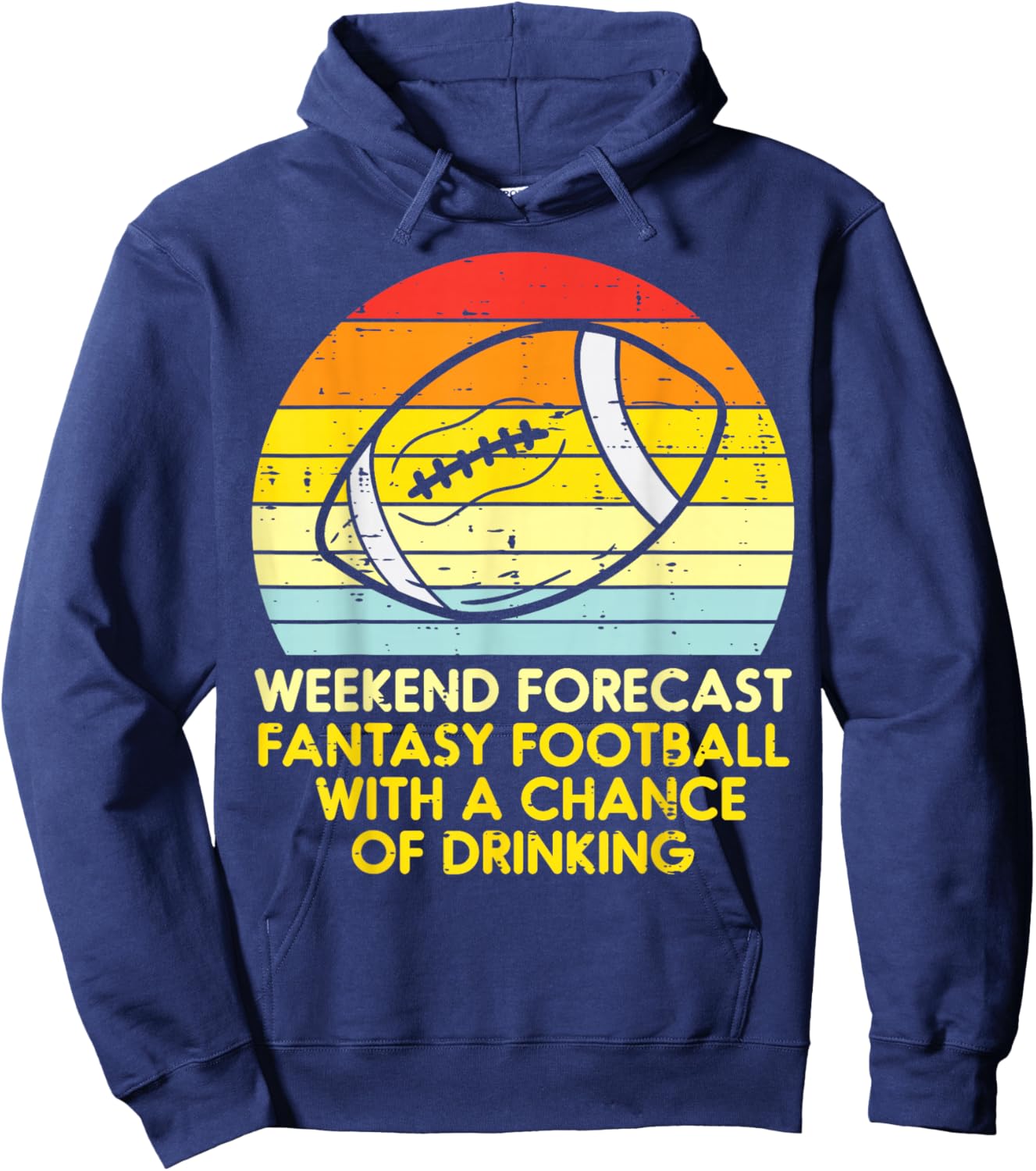 Fantasy Football Weekend Forecast Retro Draft Party Dad Men Hoodie - Hoodie | Navy