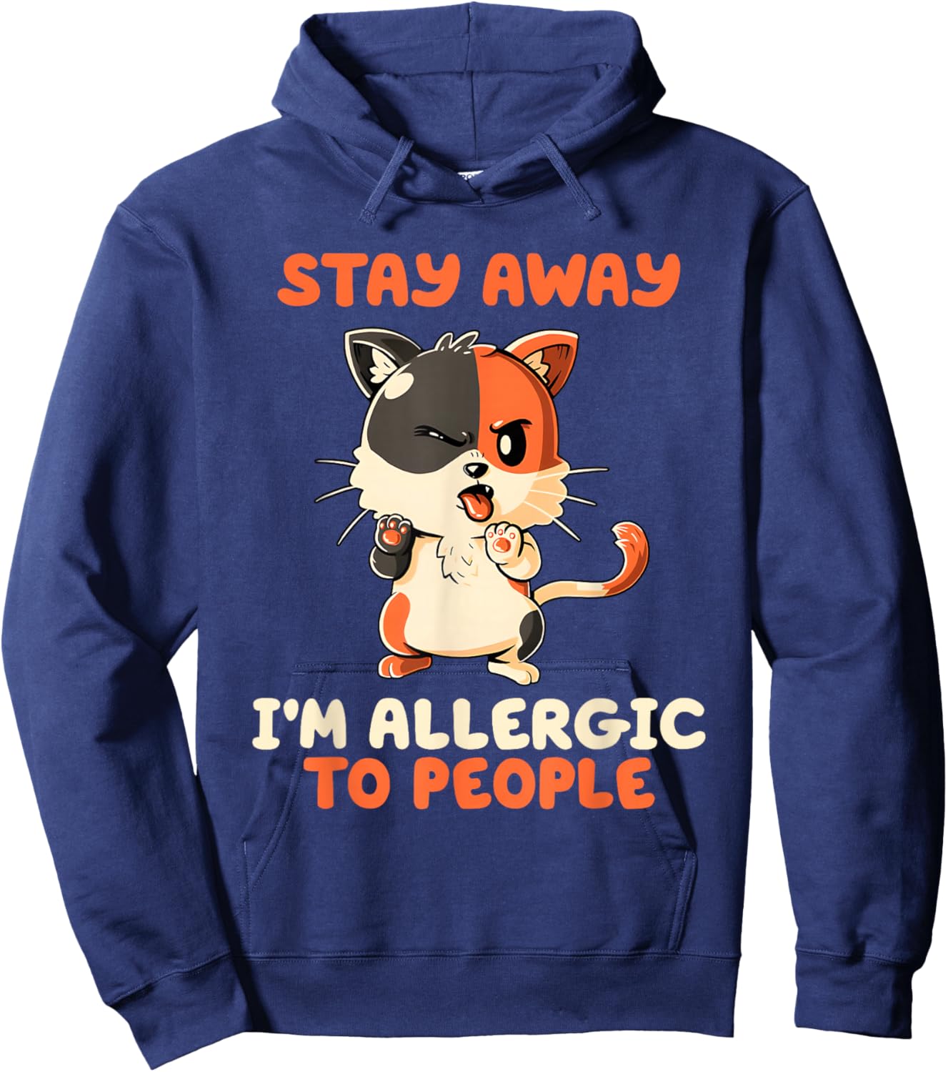 Stay Away I’m Allergic To People Cat Funny Hoodie - Hoodie | Navy