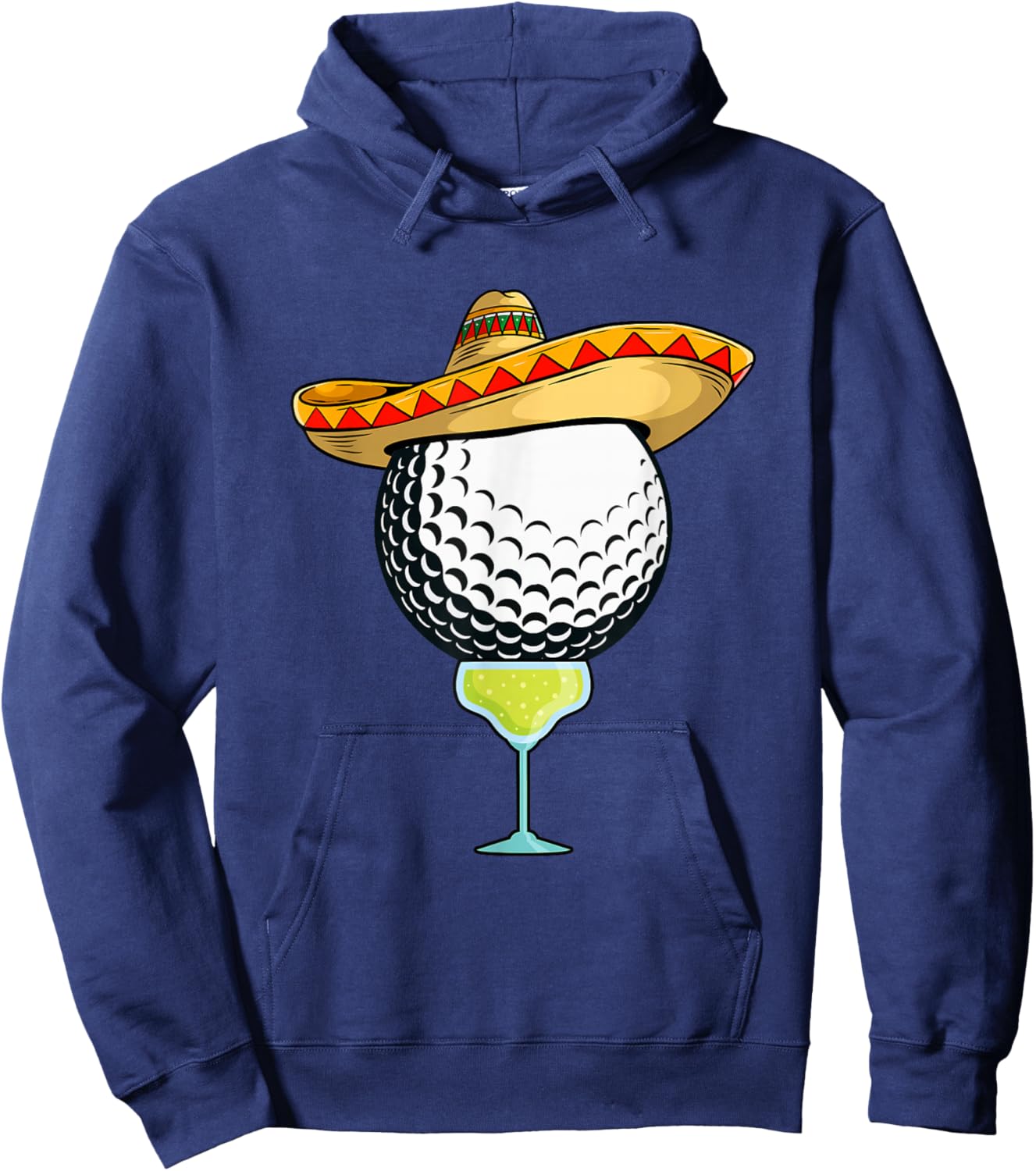Cinco de Mayo Golf Ball With Sombrero and Margarita Golfer Hoodie - Hoodie | Navy