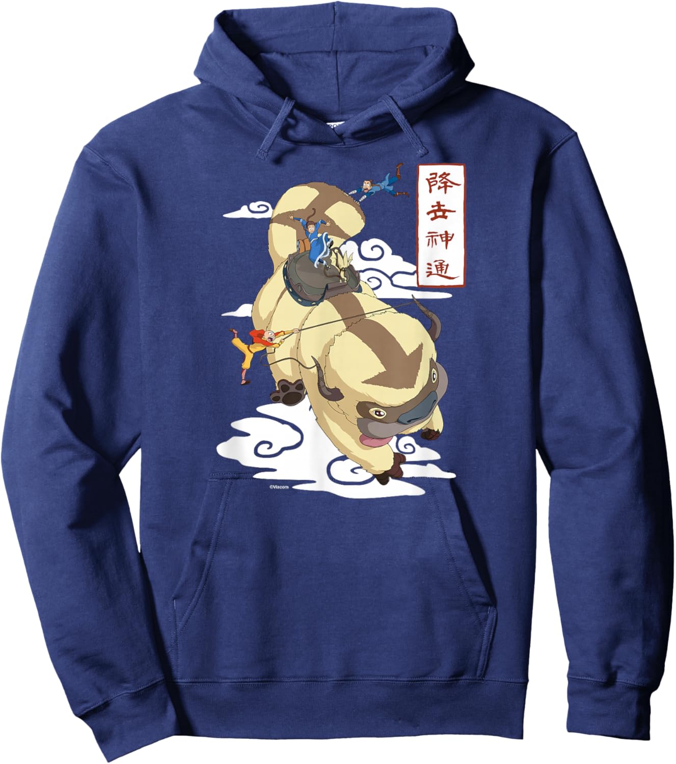 Avatar The Last Airbender - Aang Katara and Sokka on Appa Hoodie - Hoodie | Navy