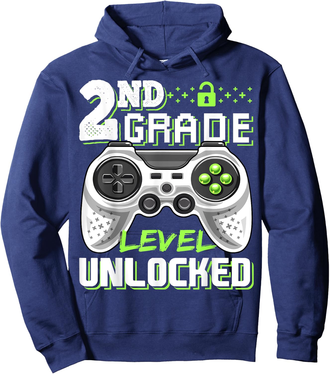 2nd Grade Level Unlocked Video Game Back to School Boys Hoodie - Hoodie | Navy