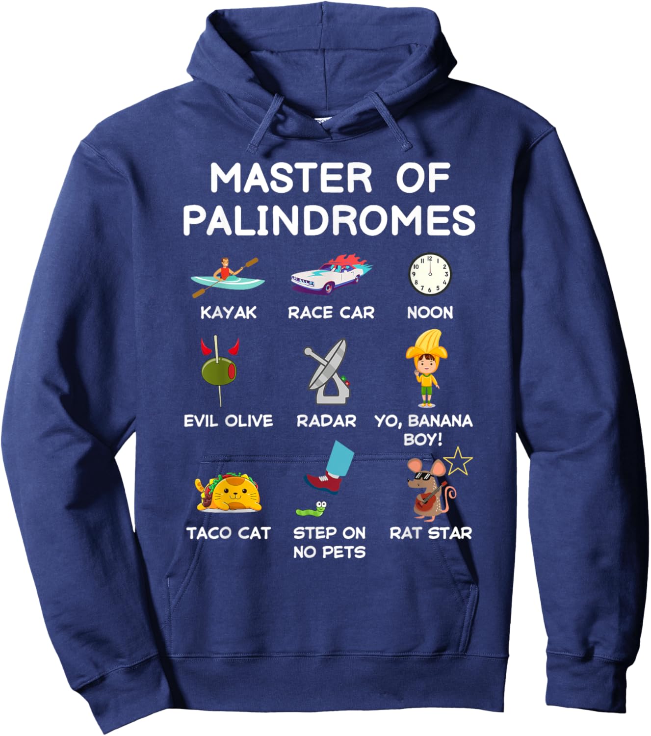 Master Of Palindromes Funny Palindromic Kids Boys Girls Cool Hoodie - Hoodie | Navy
