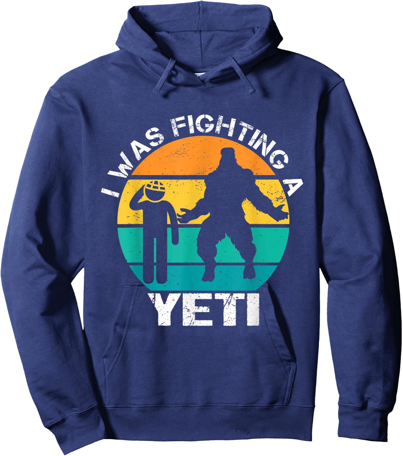 I Was Fighting A Yeti Bigfoot Funny Head Injury Concussion Hoodie - Hoodie | Navy