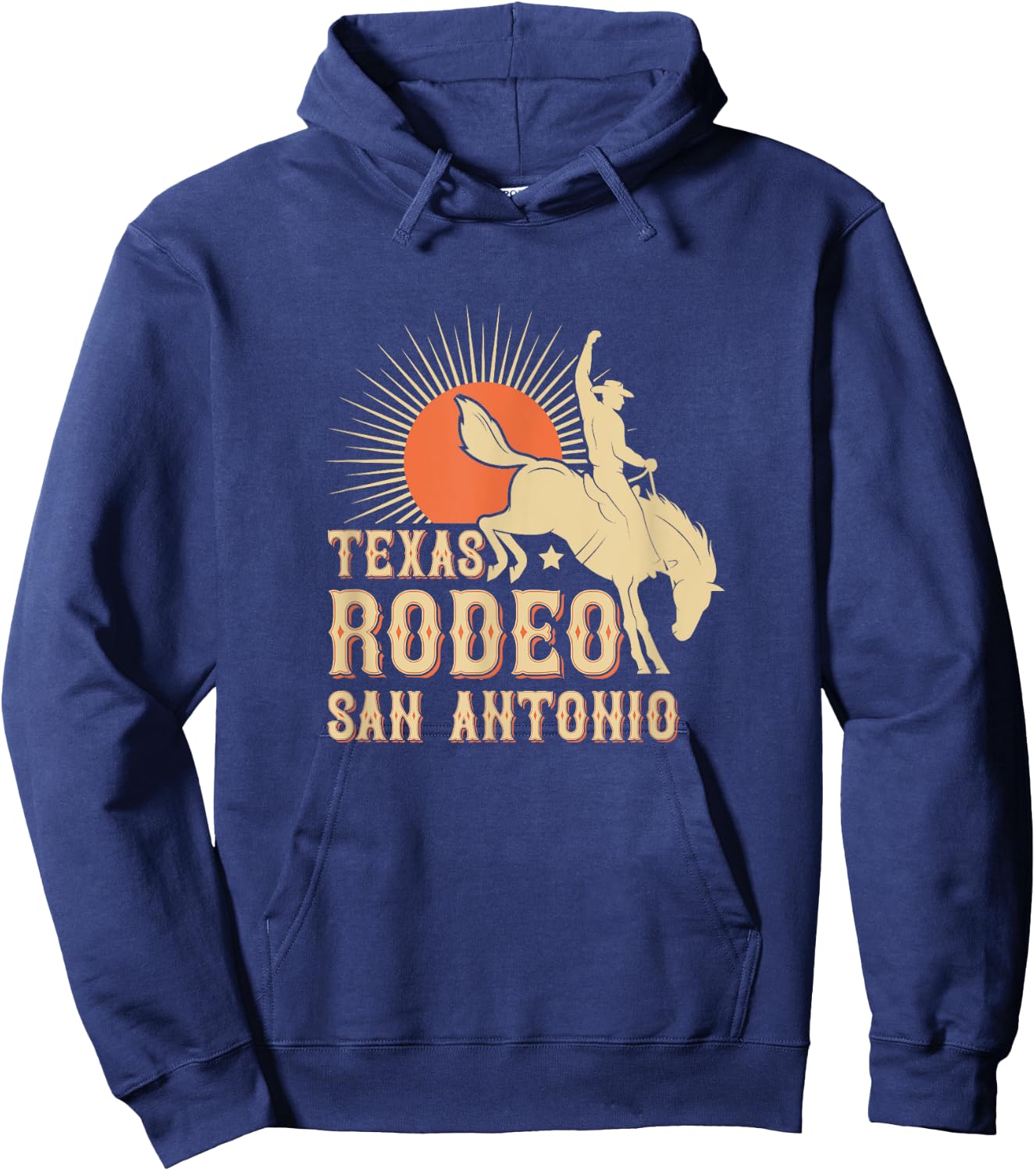 Rodeo Cowboy and Bull Riders Souvenir Supply Co. San Antonio Texas Retro Western Rodeo Hoodie - Hoodie | Navy