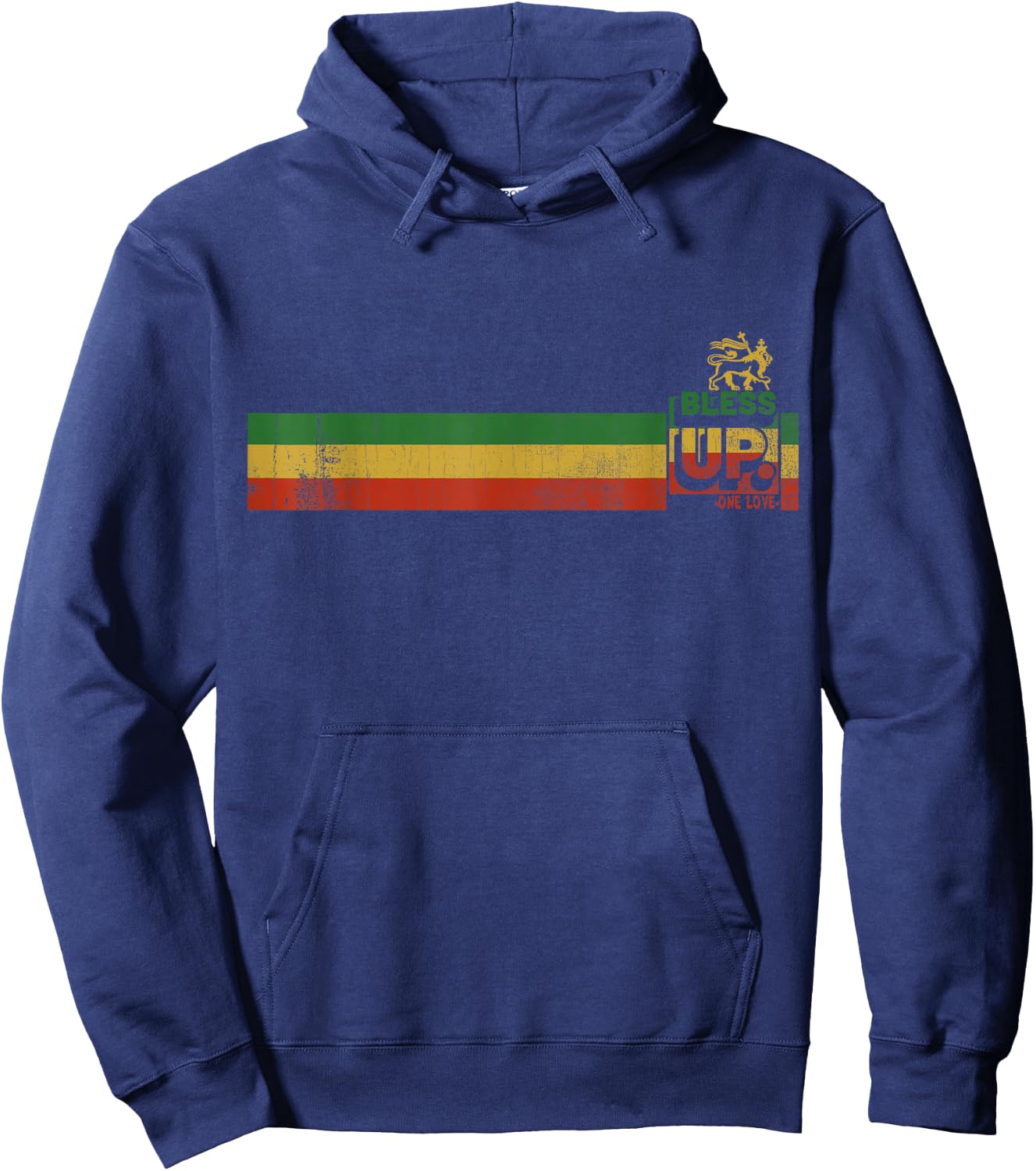 Bless uP Rasta Jamaica Roots Rock Reggae Hoodie - Hoodie | Navy