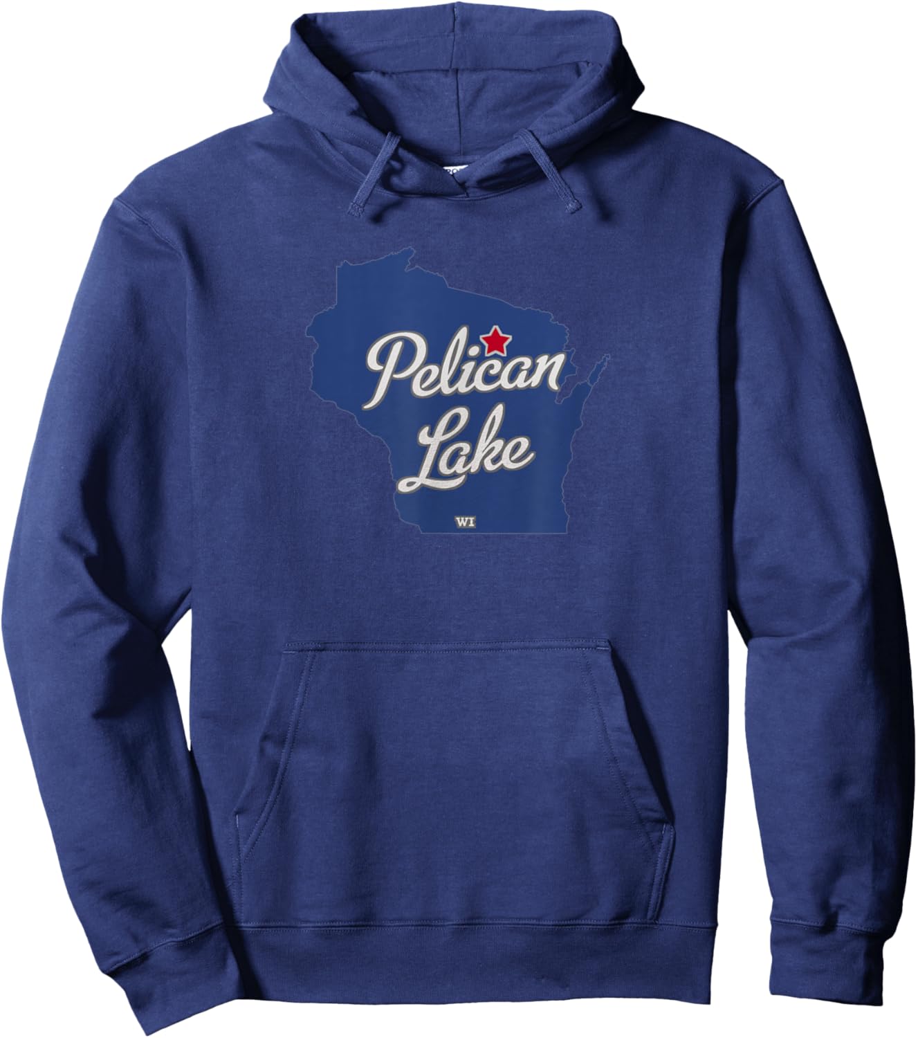 Pelican Lake Wisconsin WI Map Hoodie - Hoodie | Navy