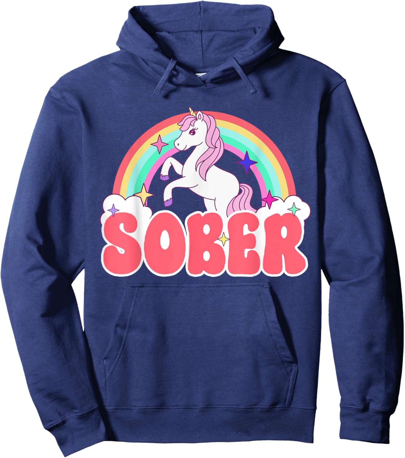 Sober Unicorn AA NA Recovery Gift Sober Sobriety Alcoholics Hoodie - Hoodie | Navy