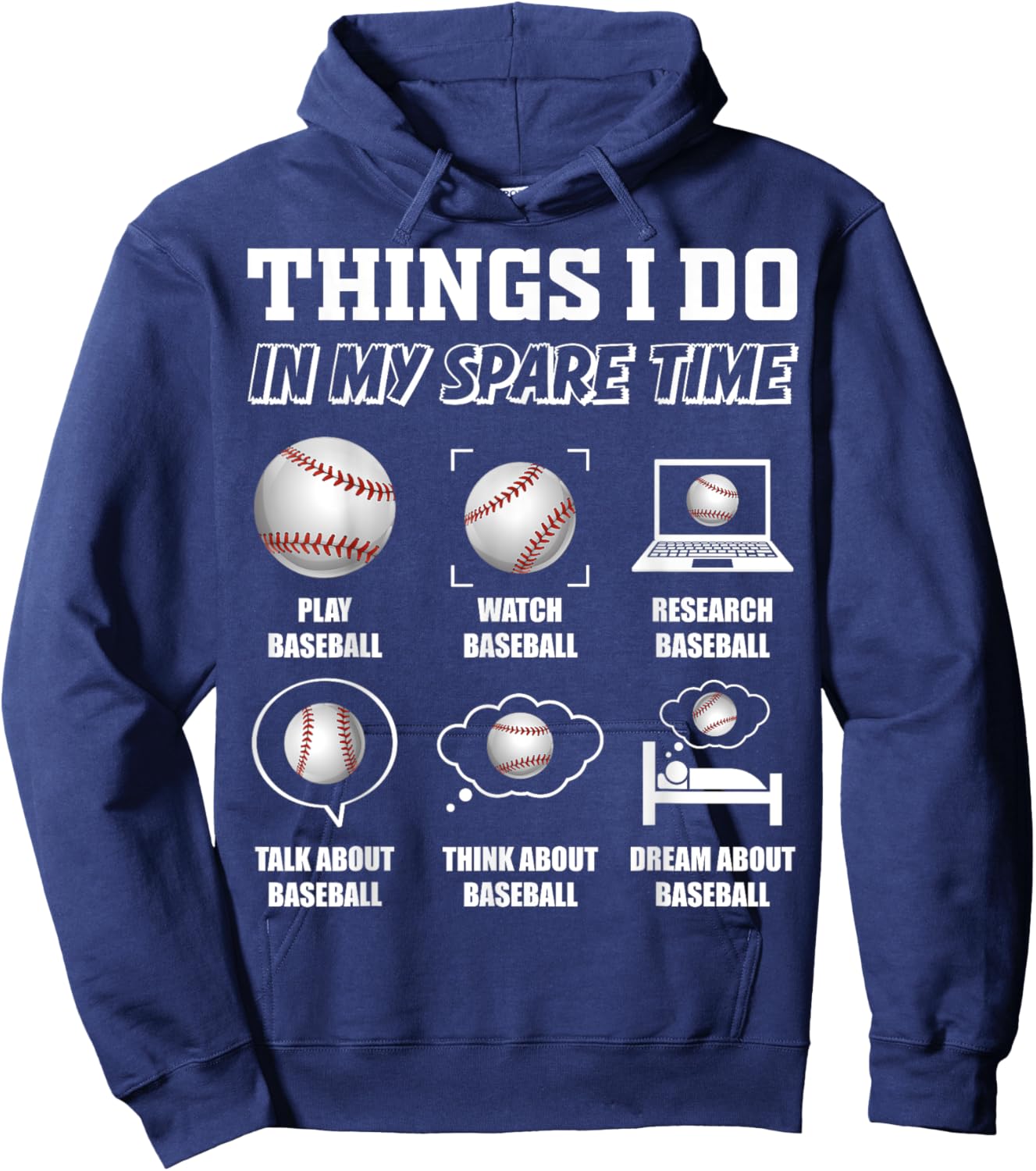 Things I do In My Spare Time Funny Baseball Lover Hoodie - Hoodie | Navy