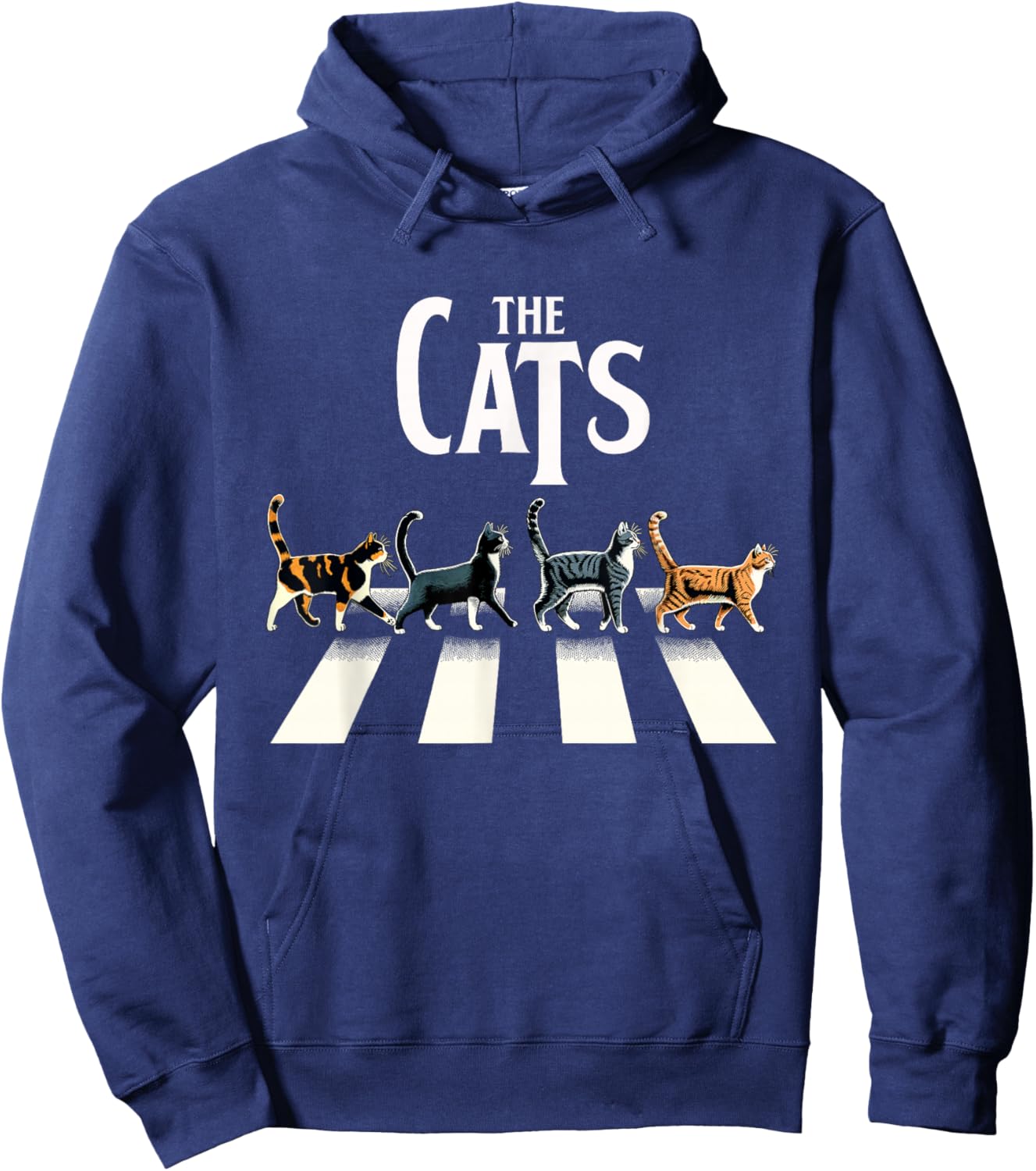 Retro Cat Rock and Roll Music Gift Men Kids Women Funny Cat Hoodie - Hoodie | Navy