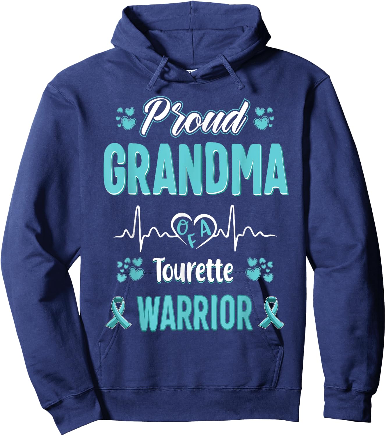 proud Grandma Tourette syndrome warrior awareness ribbon Hoodie - Hoodie | Navy