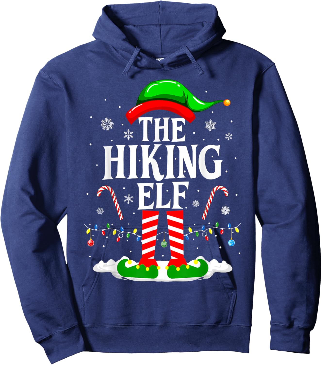 The Hiking Elf Xmas Funny Matching Family Group Christmas Hoodie - Hoodie | Navy