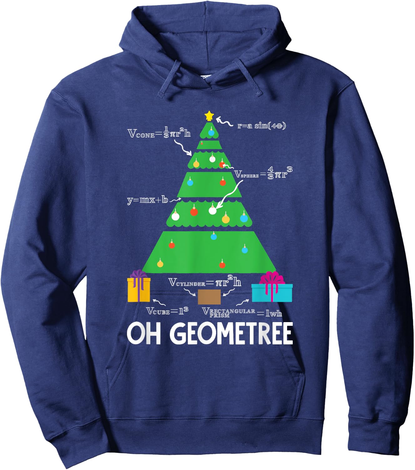 Christmas Tree Geometree Geometry Funny Math Teacher Hoodie - Hoodie | Navy