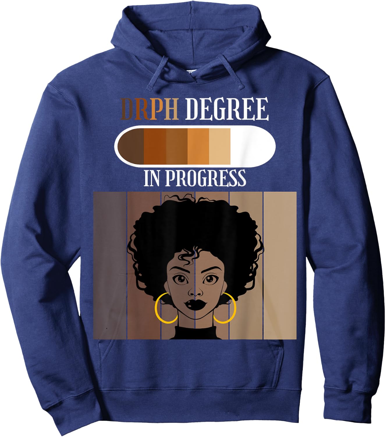 Doctor of Public Health DrPH Degree In Progress Black Afro Hoodie - Hoodie | Navy