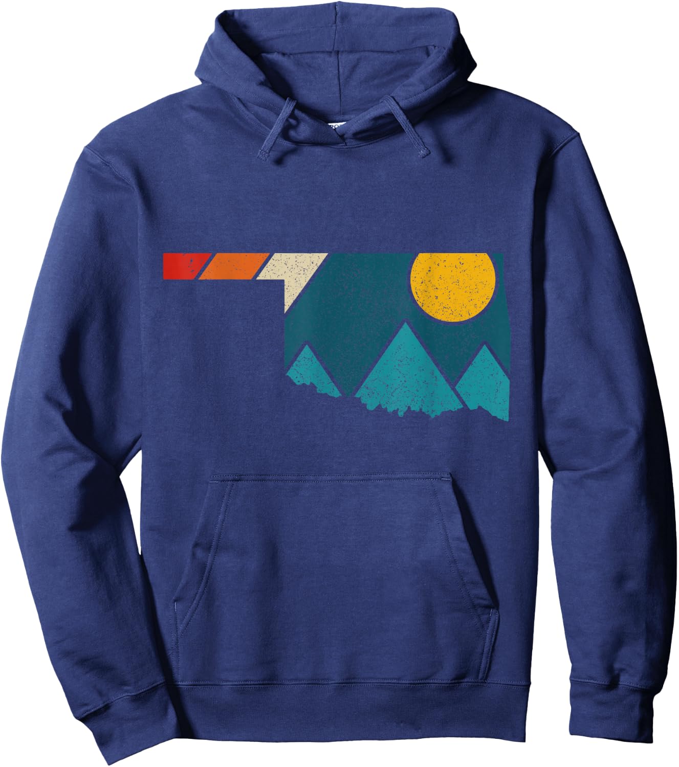 Oklahoma Vintage State Map Mountains Hiking Pride Gift Hoodie - Hoodie | Navy
