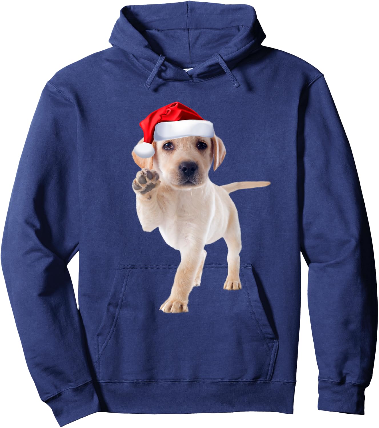 Cute Yellow Lab Puppy Shirt Santa Hat Funny Christmas Gift Hoodie - Hoodie | Navy