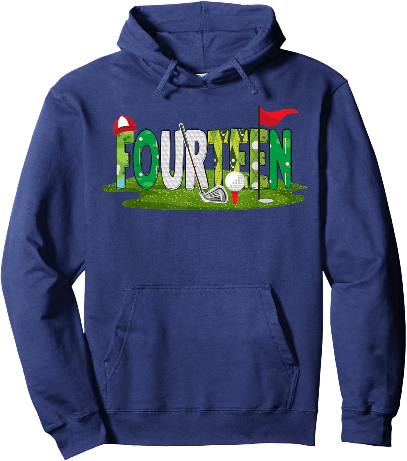 14th Birthday Golf Theme 14 Year Old Kids Sport Party Hoodie - Hoodie | Navy