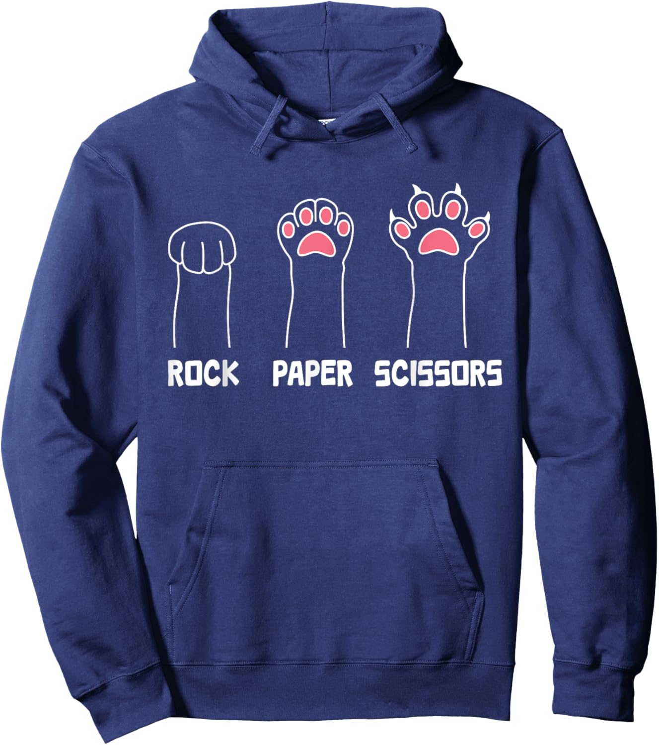 Rock Paper Scissors Cat Paws Cute Cat Funny Cat Hoodie - Hoodie | Navy