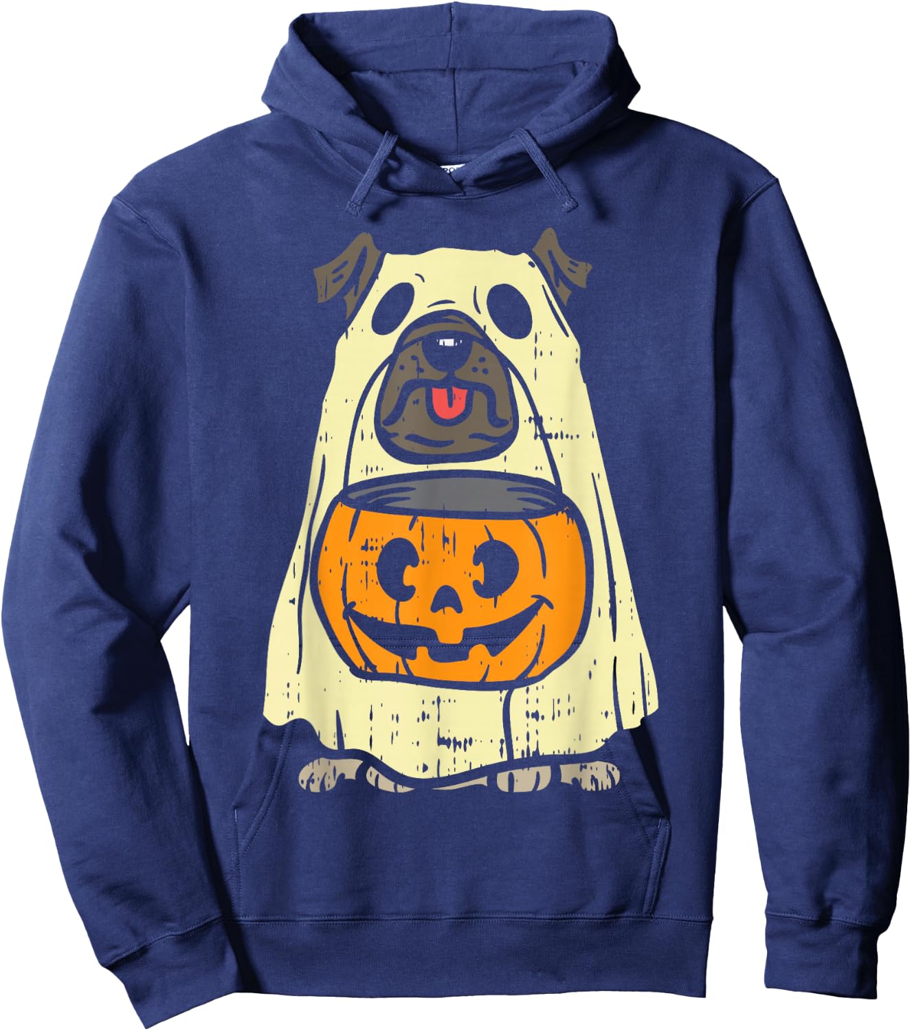 Pug Ghost Pumpkin Funny Halloween Costume Dog Owner Lover Hoodie - Hoodie | Navy