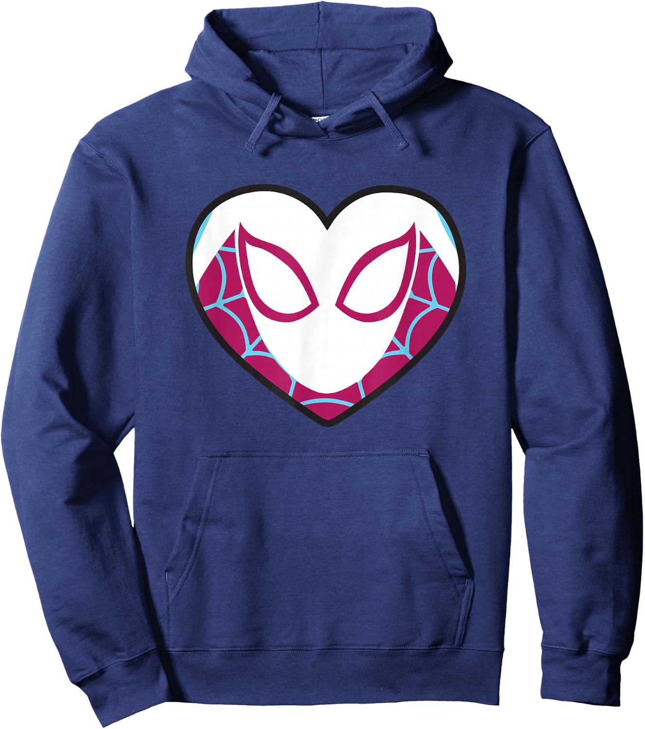 Marvel Spider-Man Ghost Spider Gwen Heart Mask Logo Hoodie - Hoodie | Navy