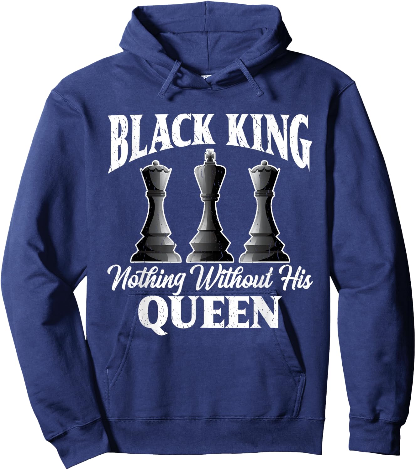 Funny Vintage Chess Women Men Nothing Without the Queen Hoodie - Hoodie | Navy