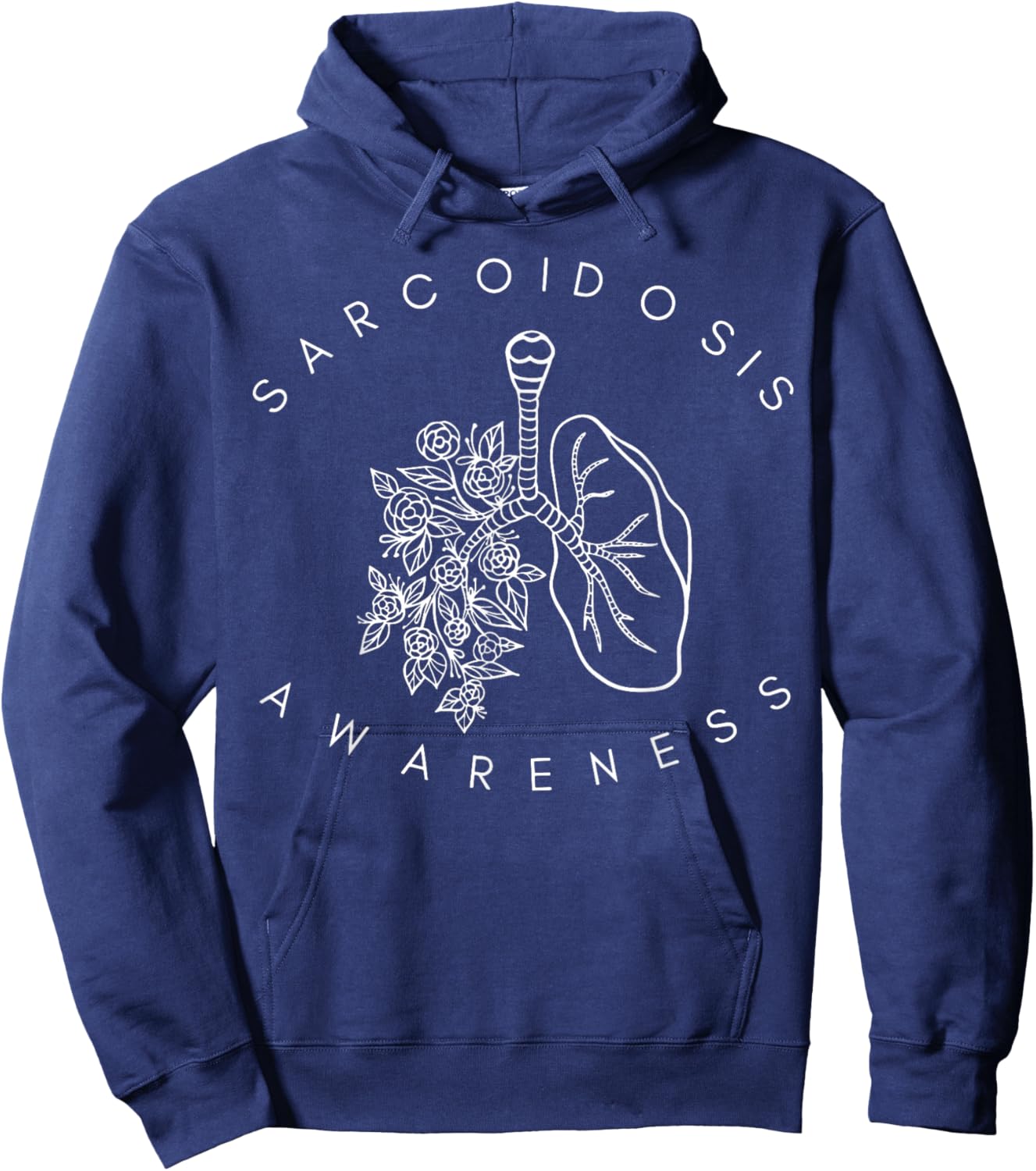Floral Lung Sarcoidosis Awareness Pulmonary Sarcoidosis Hoodie - Hoodie | Navy