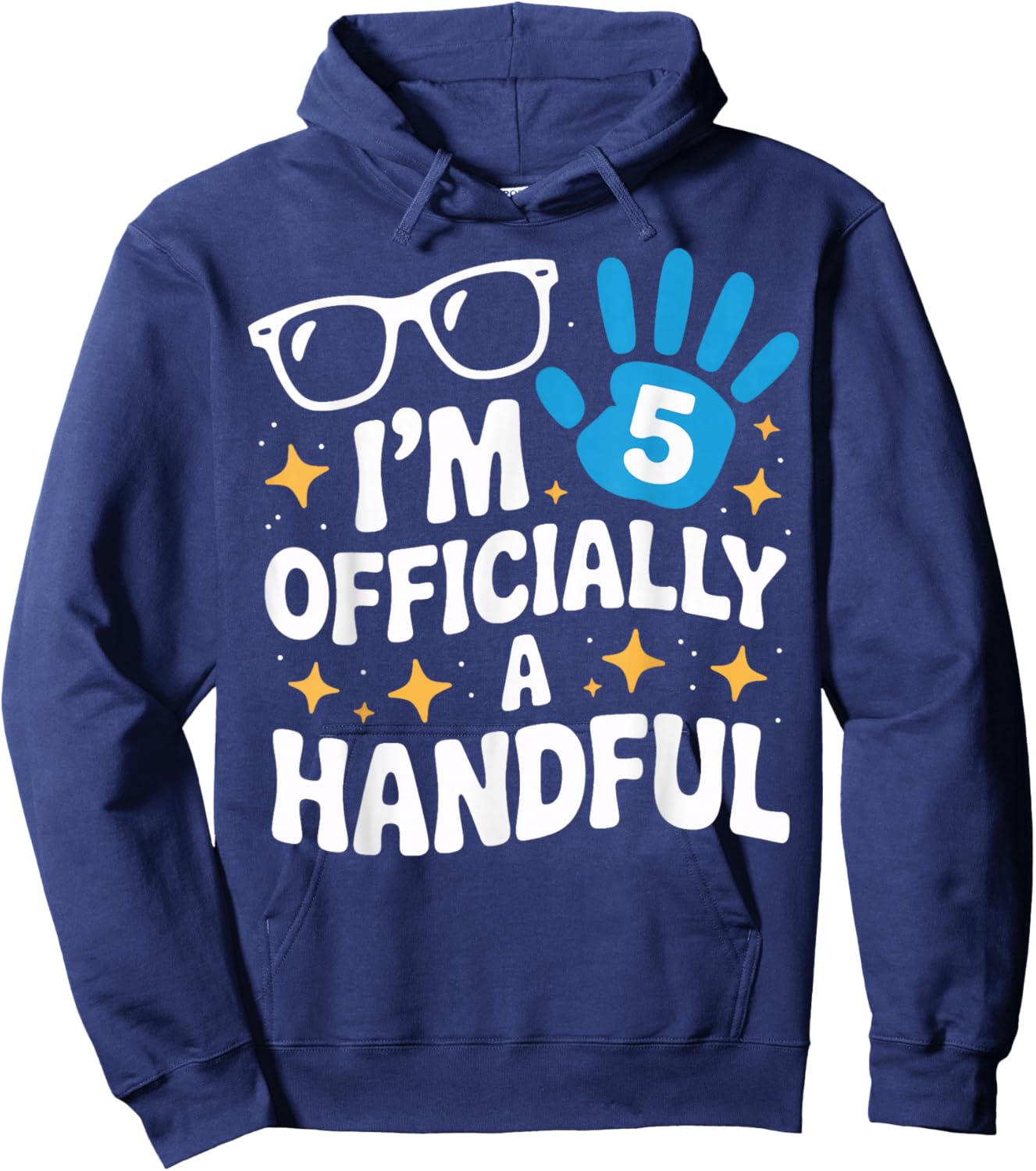 Officially A Handful Fifth Birthday for Wild Kids Fun Hoodie - Hoodie | Navy