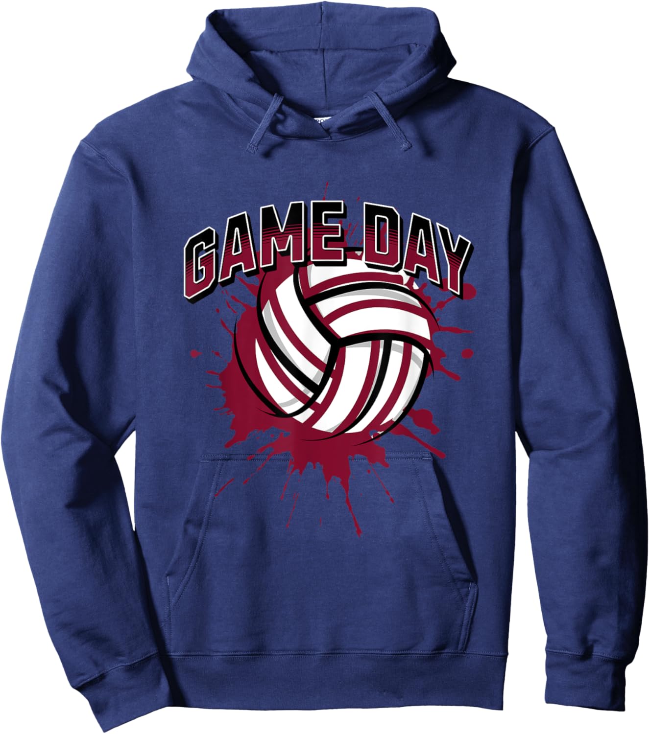 Volleyball Parents Team Game Day Maroon Black & Gray Art Hoodie - Hoodie | Navy