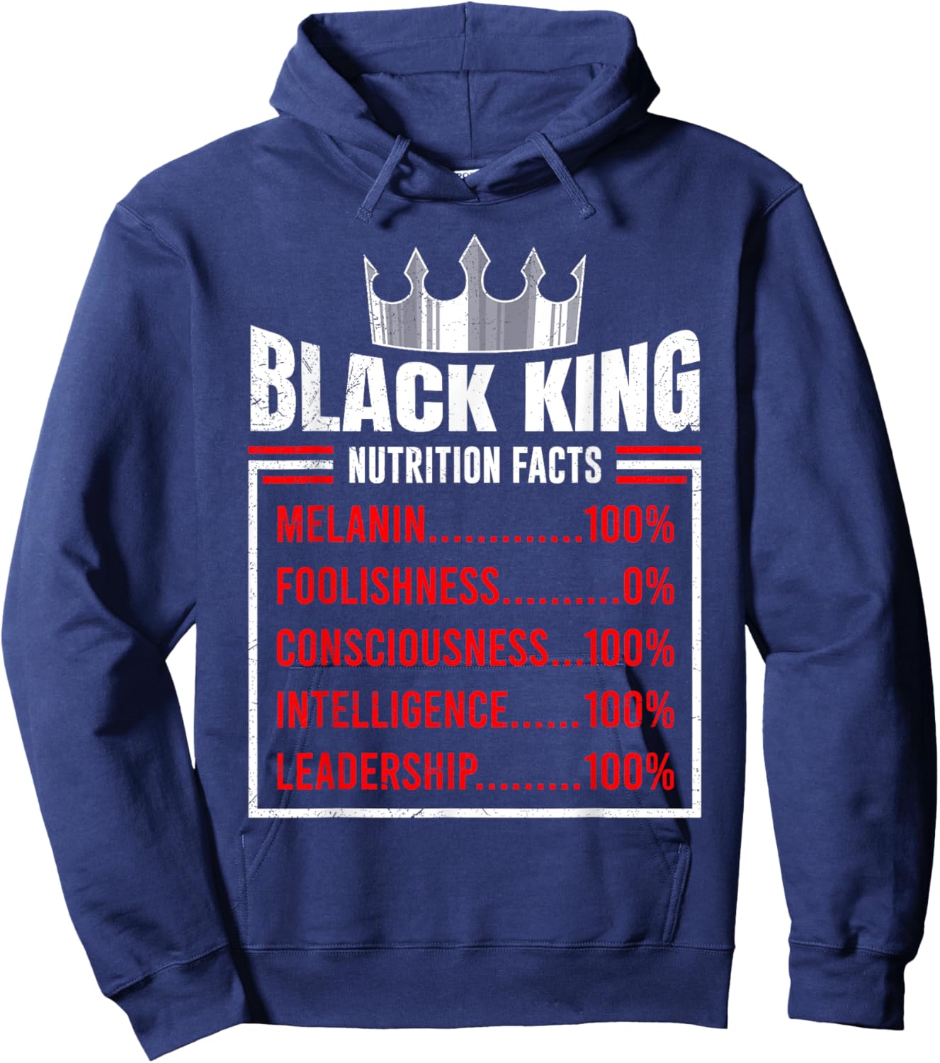 Black King 100% Melanin Dark Skin African Hoodie - Hoodie | Navy