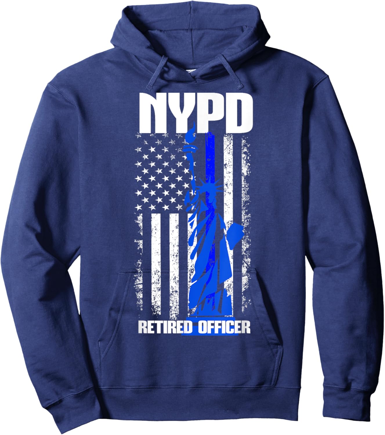 NYPD New York Police Department Statue of Liberty Retired Hoodie - Hoodie | Navy