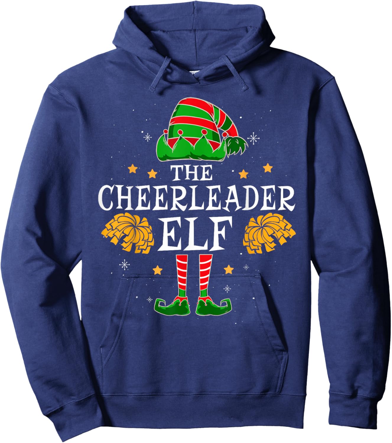 Cheerleader Elf Matching Team Christmas Funny Cheerleading Hoodie - Hoodie | Navy