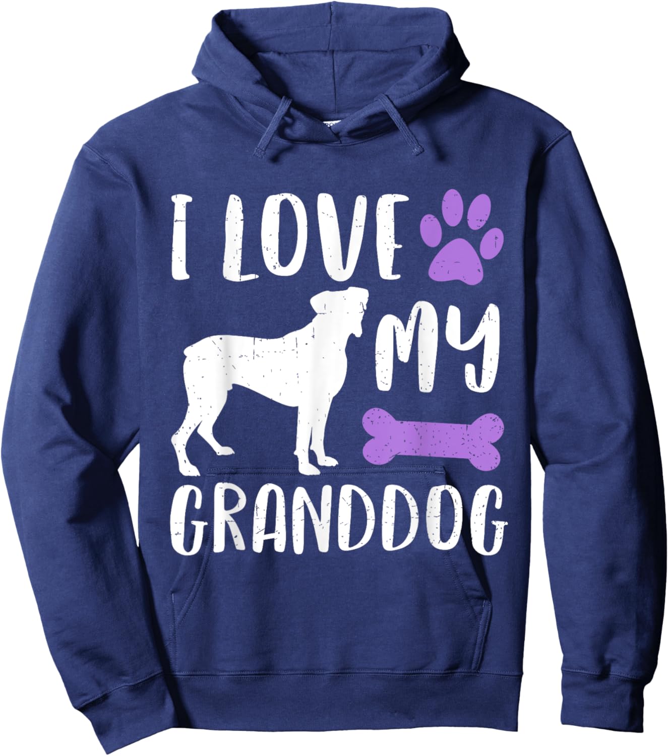 I Love My Boxer Granddog Shirt Dog Grandma Grandpa Women Girls Kids Hoodie - Hoodie | Navy
