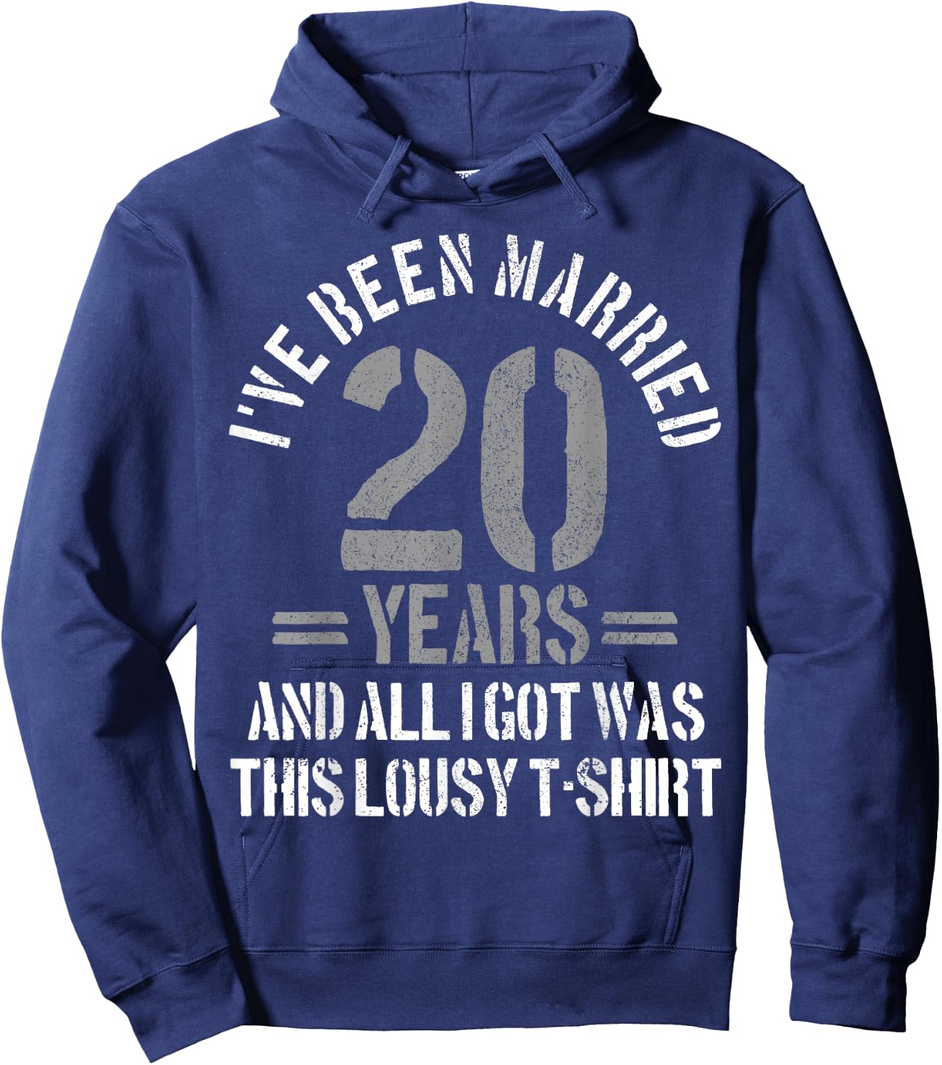 20th Wedding Anniversary Gift - Married 20 Years Funny Hoodie - Hoodie | Navy