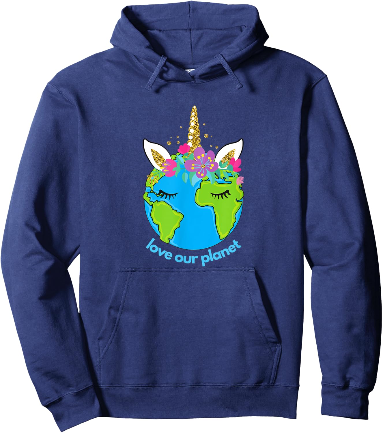 Earth Day 2021 Cute for Toddler Kids Unicorn Face Sleepy Hoodie - Hoodie | Navy