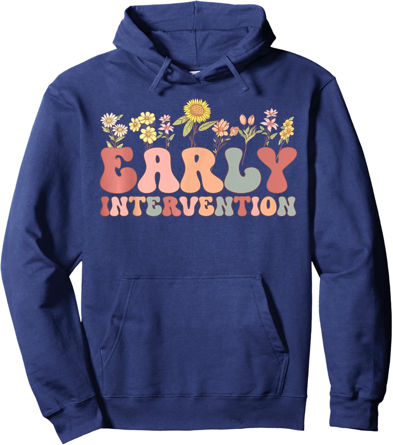 Groovy Early Intervention Flower Back To School First Day Hoodie - Hoodie | Navy